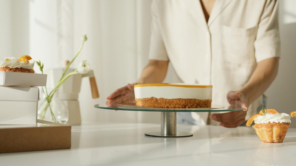 Cheesecake on stone worktop